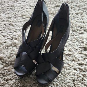 Stradivarius Brown Leather Heel Sandal 8.5